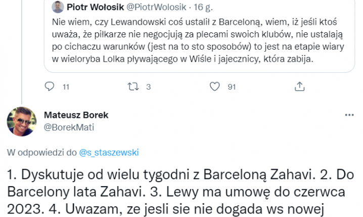 Mateusz Borek WYJAŚNIA sytuację na linii Barca - Lewy :D